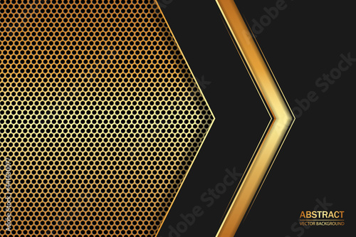 Black and gold arrows on a gold carbon fiber grid.