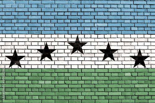 flag of Firestone, Colorado painted on brick wall