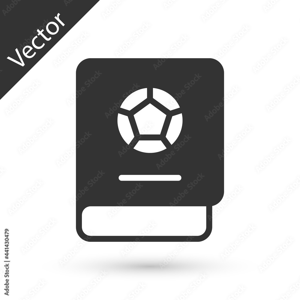 Grey Football learning book icon isolated on white background. Vector Grey Football learning book icon isolated on white background. Vector