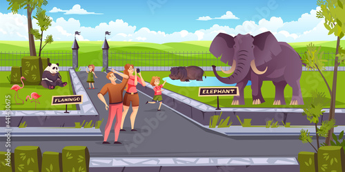 Zoo Animals People Landscape Image
