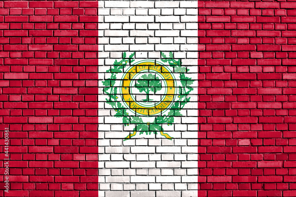 flag of Raleigh, North Carolina painted on brick wall flag of Raleigh, North Carolina painted on brick wall
