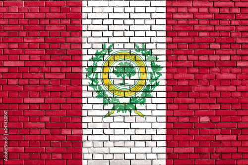 flag of Raleigh, North Carolina painted on brick wall