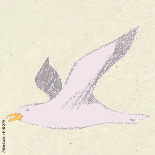 Vector drawing seagull flies in handmade style