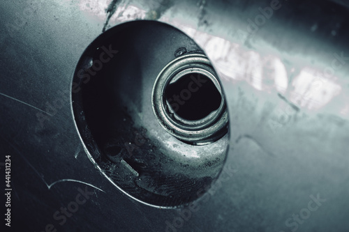 Car motor parts. Auto motor mechanic spare or automotive piece on dark backgr...