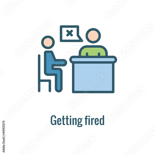 Job Loss, Downsizing, Getting Fired, and Unemployment from Covid 19 or Coronavirus Icon