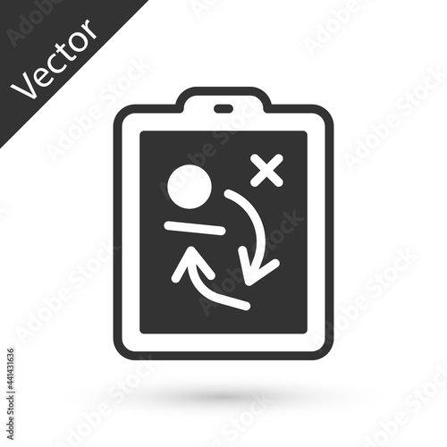 Grey Planning strategy concept icon isolated on white background. Hockey cup formation and tactic. Vector