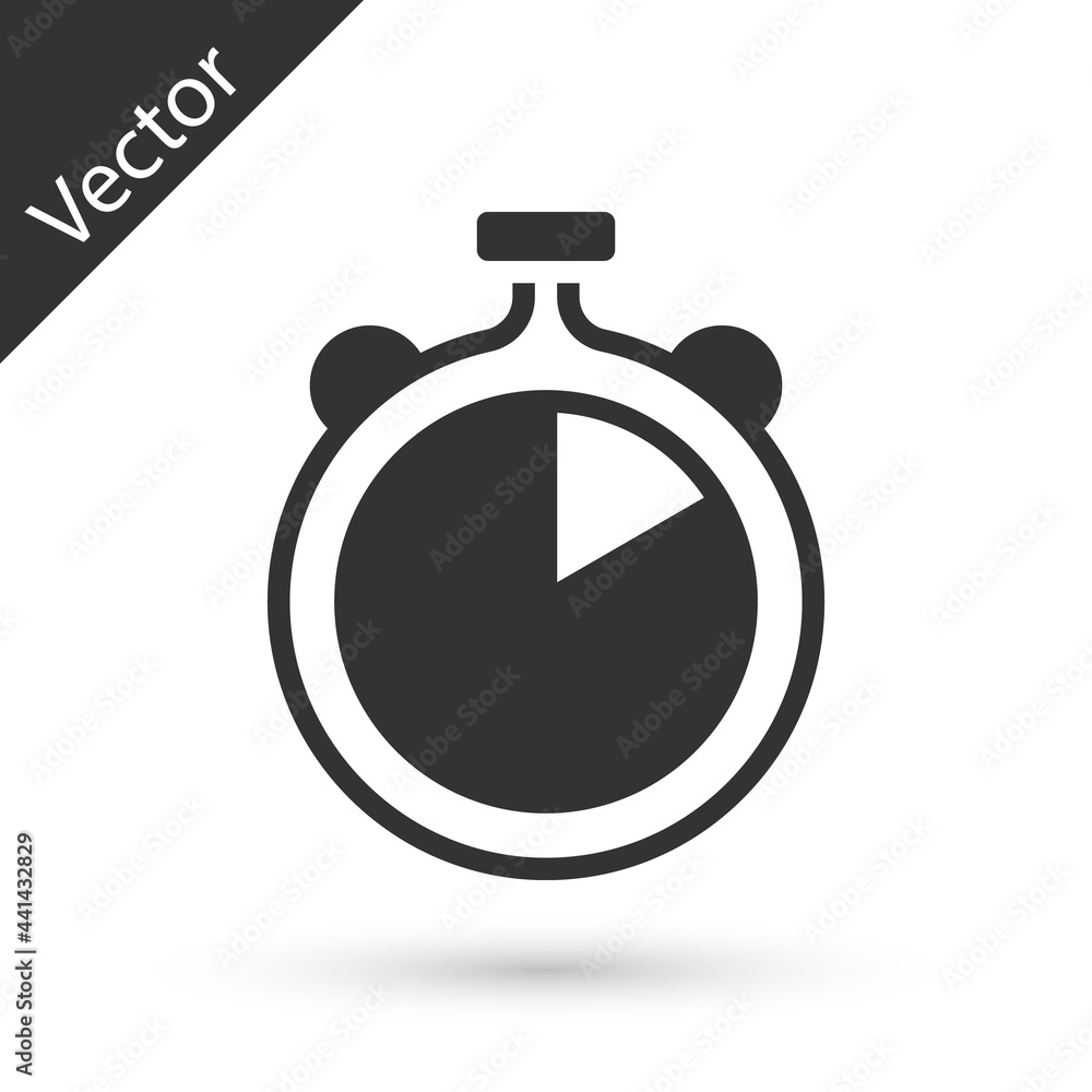 Grey Stopwatch icon isolated on white background. Time timer sign. Chronometer sign. Vector Grey Stopwatch icon isolated on white background. Time timer sign. Chronometer sign. Vector