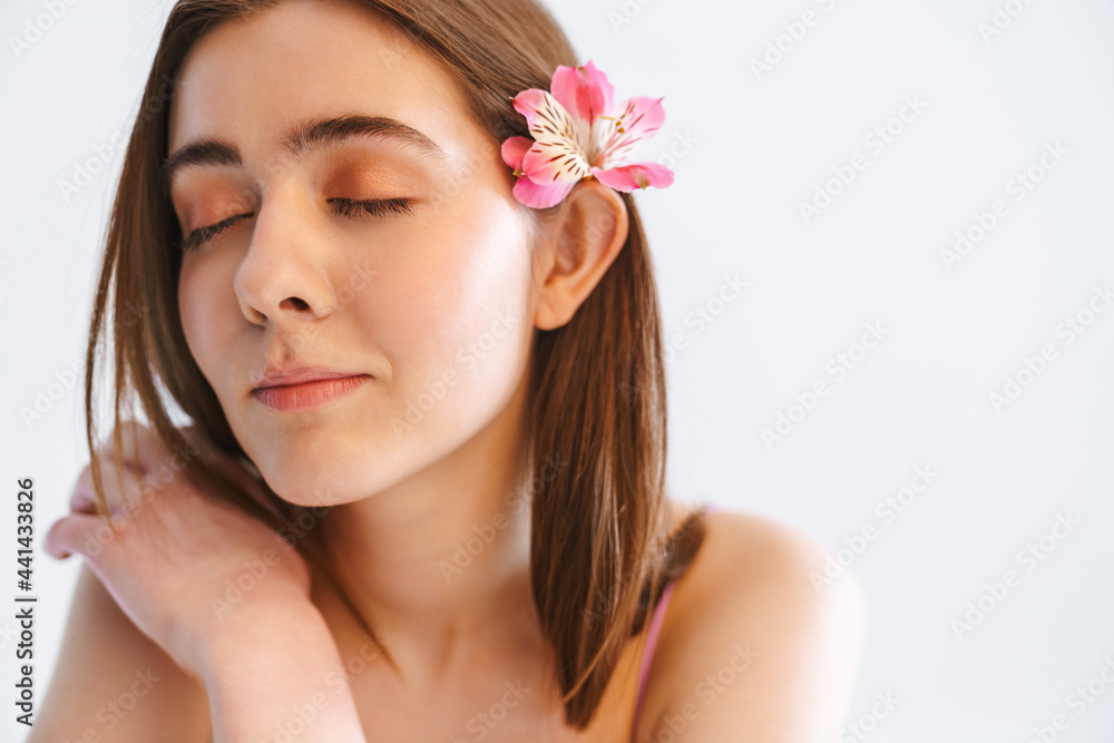 Beauty portrait of a young white red haired woman Beauty portrait of a young white red haired woman