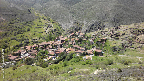 Aerial view of houses in the town of Patones in Spain photo