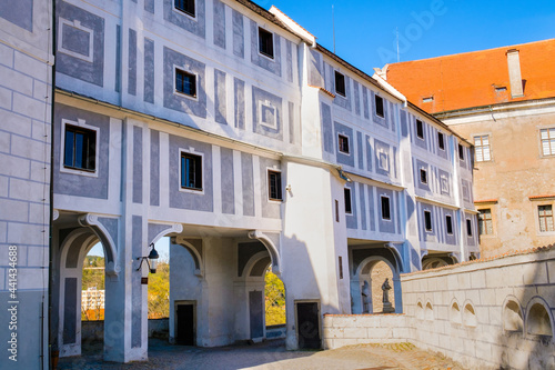 A beautiful bridge in old town in Cesky Krumlov, Czech Republic. 