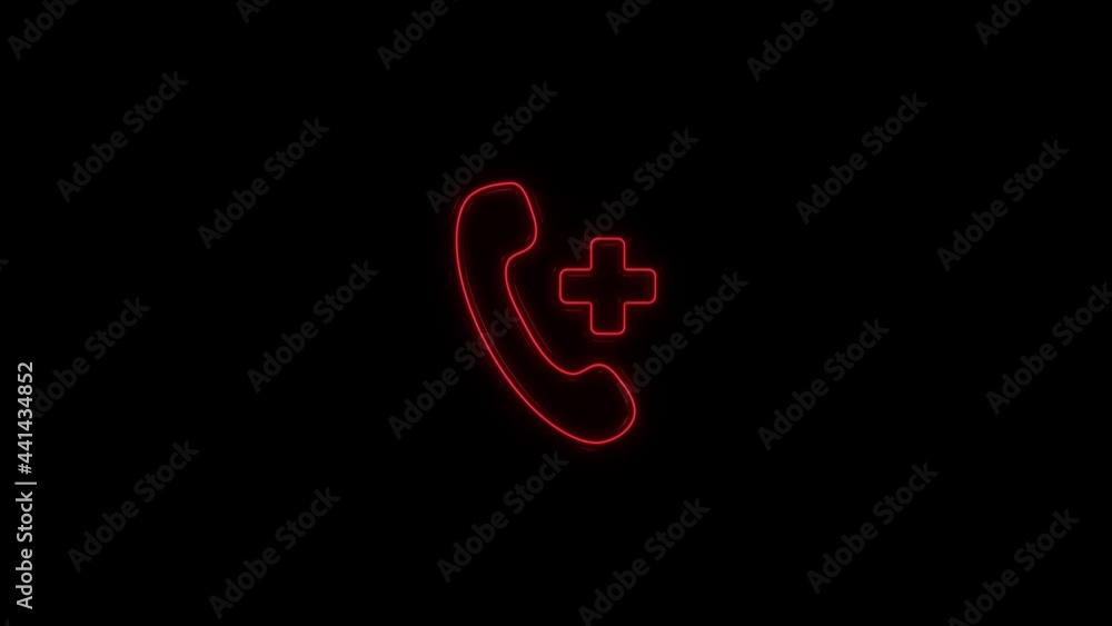 Glowing neon line Call medical icon isolated on black background. 4K Glowing neon line Call medical icon isolated on black background. 4K