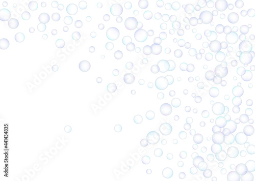 Fototapeta Naklejka Na Ścianę i Meble -  Soap bubbles flew randomly on a white background. Vector
