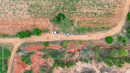 View from drone at country at nakhonratchasima,Grand canyon thailand