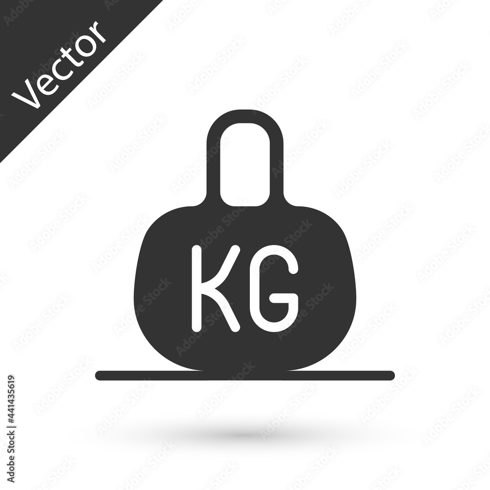 Grey Weight icon isolated on white background. Kilogram weight block for weight lifting and scale. Mass symbol. Vector Grey Weight icon isolated on white background. Kilogram weight block for weight lifting and scale. Mass symbol. Vector