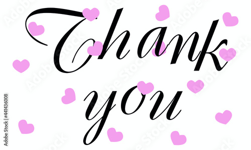 Thank you - handwritten. Can be used as a quote, phrase for postcards, banners, posters, clothing design.