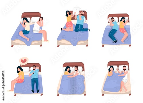 Problems in a married couple. Quarrels in a bed.
