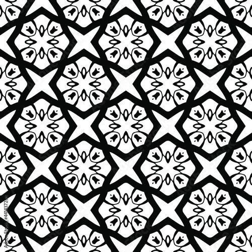 floral seamless pattern background.Geometric ornament for wallpapers and backgrounds. Black and white 