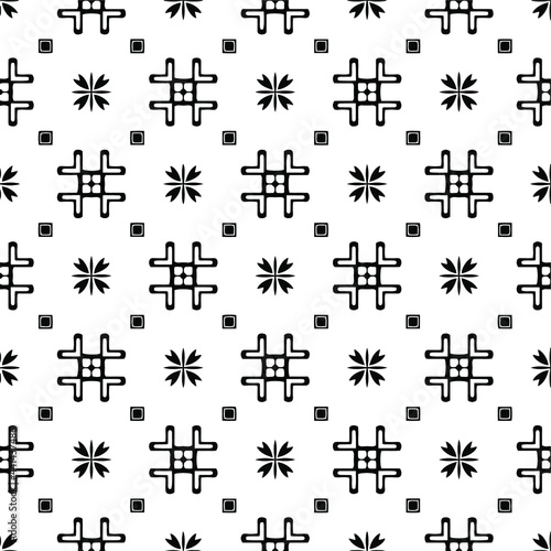 floral seamless pattern background.Geometric ornament for wallpapers and backgrounds. Black and white pattern.  