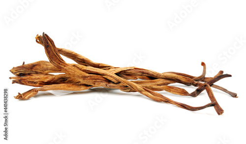 Dried Lily Buds on white background