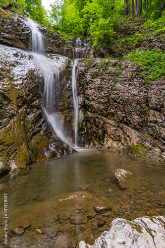 Beautiful waterfalls and mountain rivers in Schoenebach in Vorarlberg, Austria
