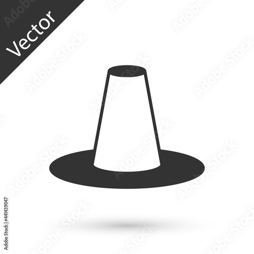 Grey Traditional korean hat icon isolated on white background. Vector