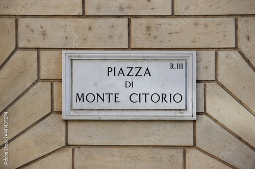 Montecitorio street sign in Rome, Italy