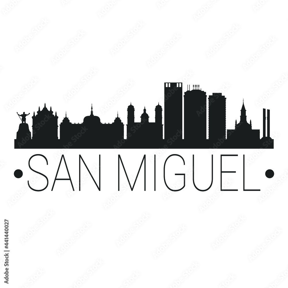 San Miguel de Tucumán, Tucumán, Argentina City Skyline. Silhouette Illustration Clip Art. Travel Design Vector Landmark Famous Monuments.