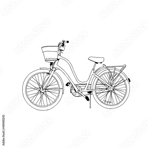 Urban bicycle, hand drawn graphic, line art