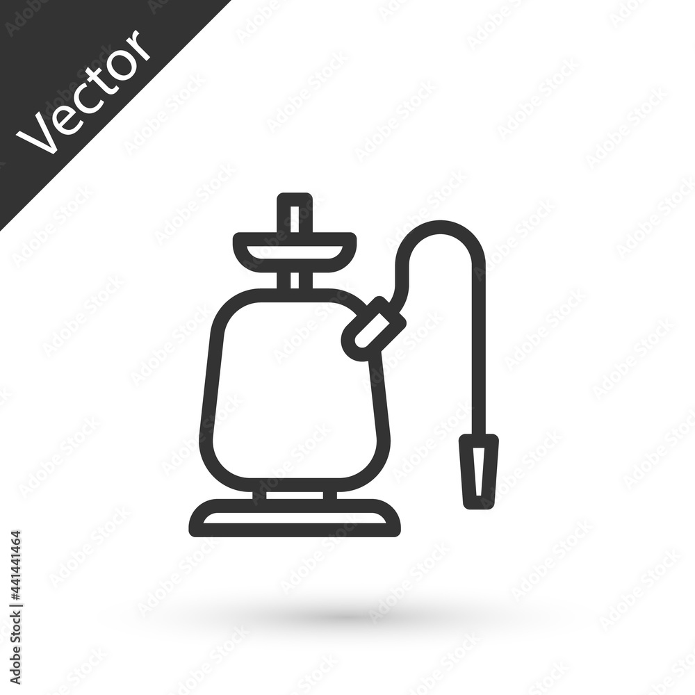Obraz premium Grey line Hookah icon isolated on white background. Vector