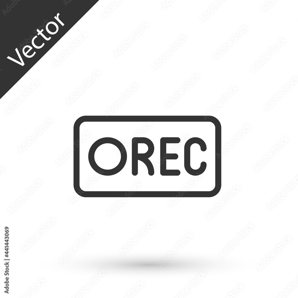 Grey line Record button icon isolated on white background. Rec button. Vector Grey line Record button icon isolated on white background. Rec button. Vector