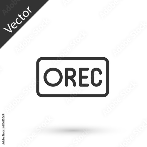 Grey line Record button icon isolated on white background. Rec button. Vector