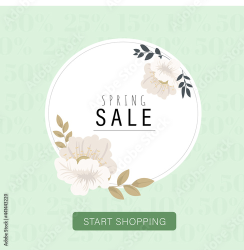 Spring sale poster with white flowers