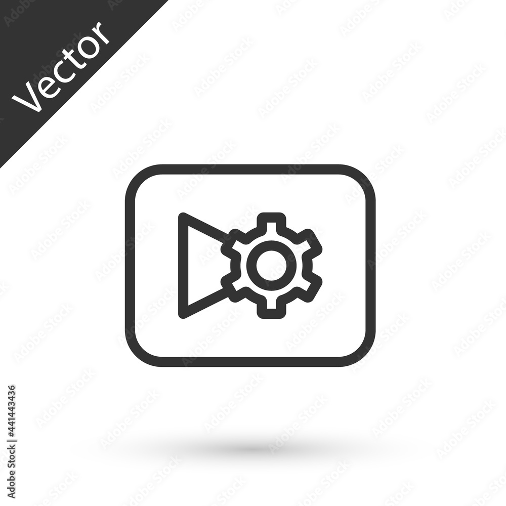 Grey line Music or video settings button icon isolated on white background. Vector