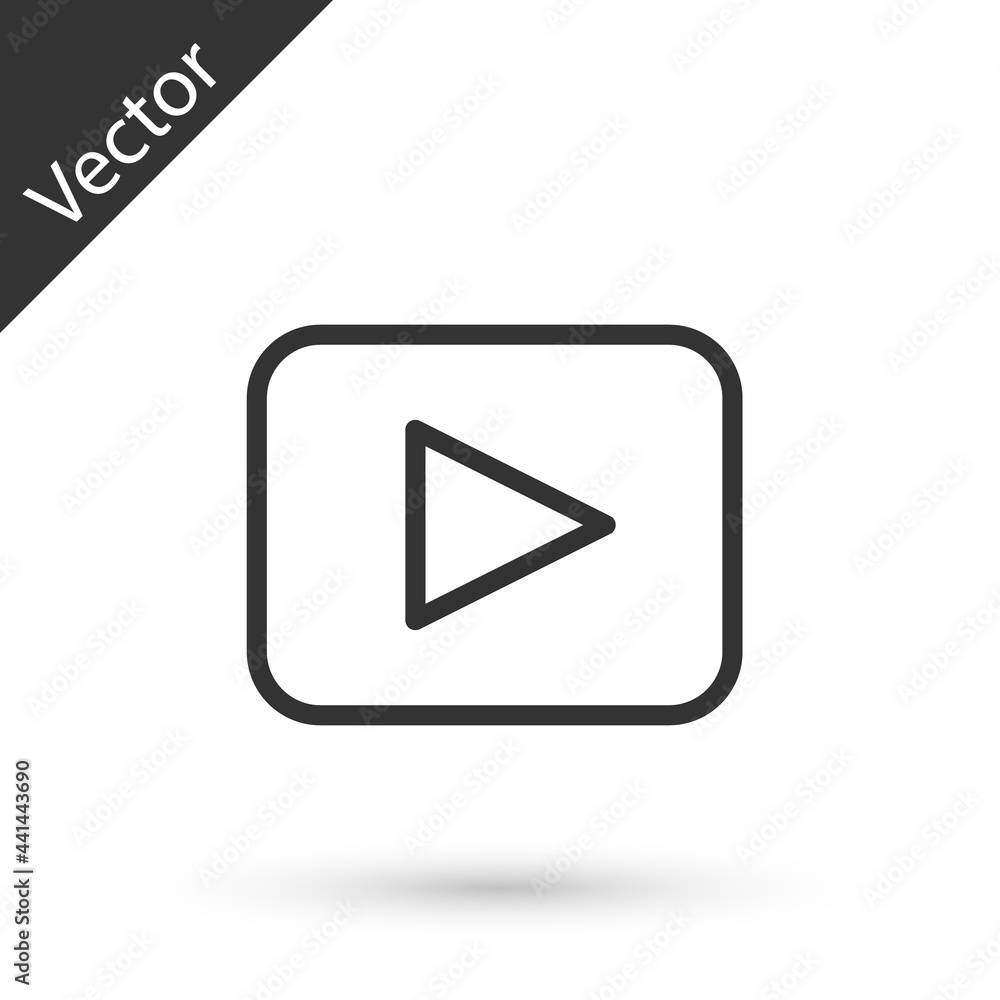 Grey line Play button icon isolated on white background. Vector Grey line Play button icon isolated on white background. Vector