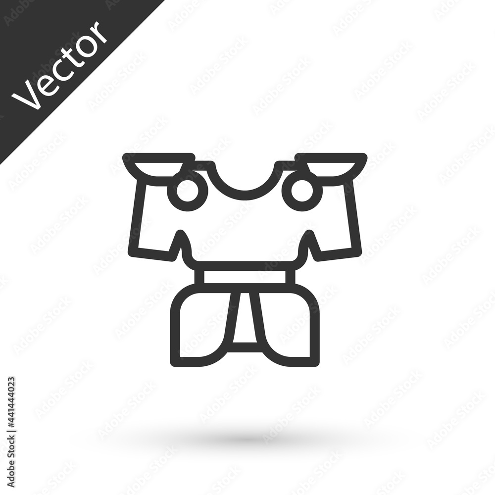 Grey line Body armor icon isolated on white background. Vector Grey line Body armor icon isolated on white background. Vector