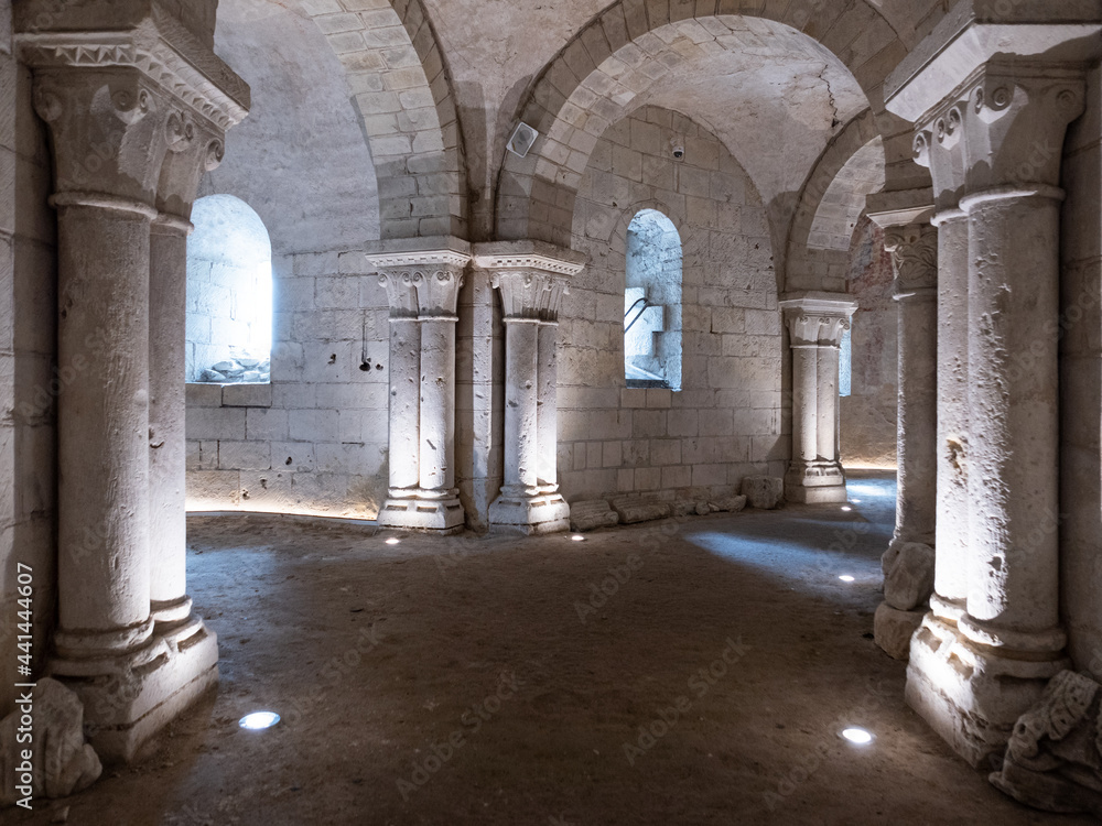 Obraz premium Les voutes romanes de la crypte de l'église Saint Aignan de Saint Aignan
