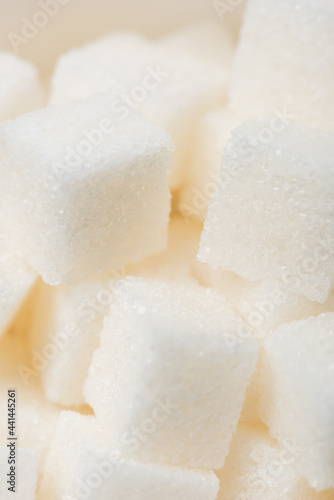 macro shot of sweet sugar cubes
