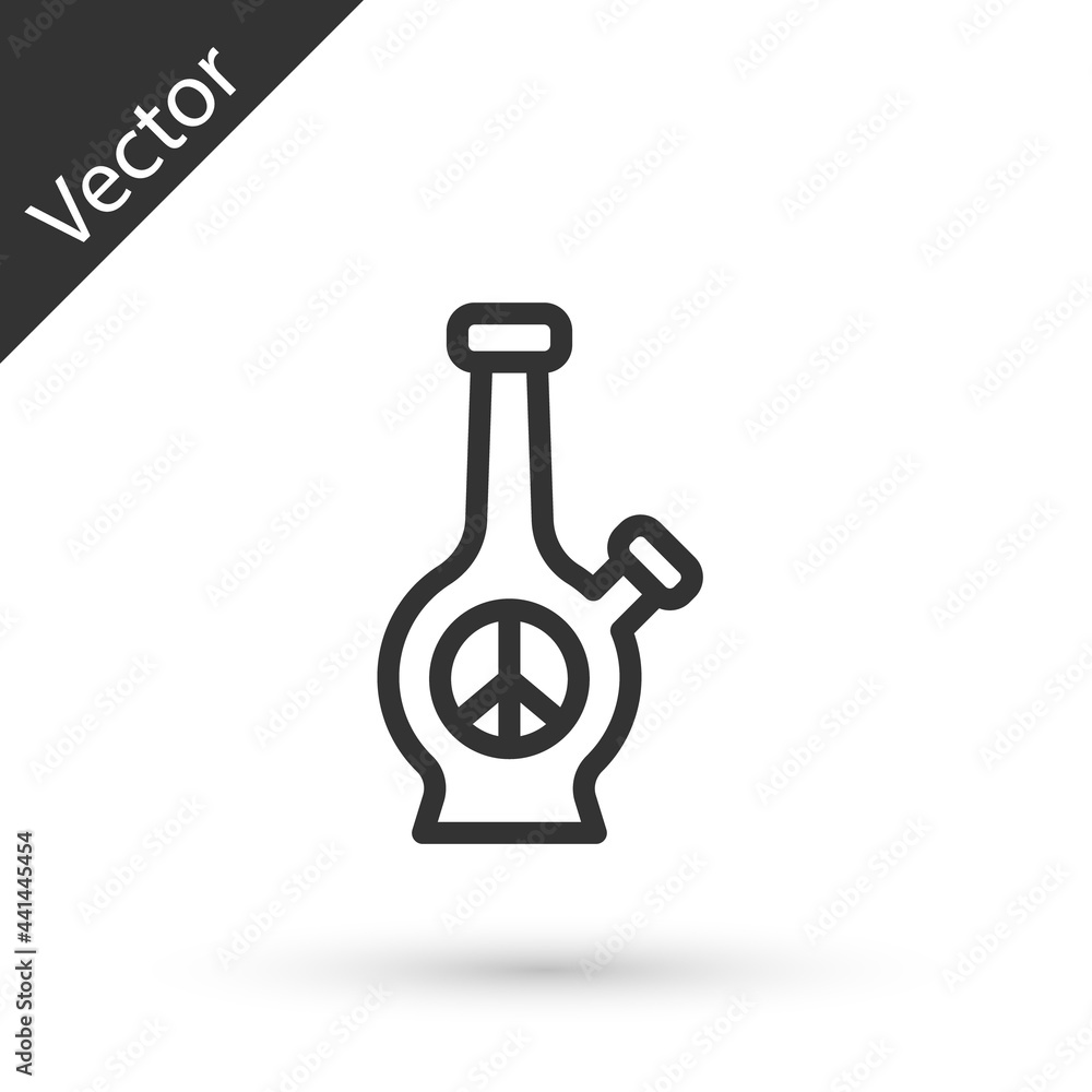 Grey line Glass bong for smoking marijuana or cannabis icon isolated on white background. Vector Grey line Glass bong for smoking marijuana or cannabis icon isolated on white background. Vector