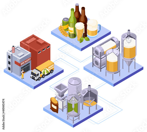 Beer Brewery Isometric Composition