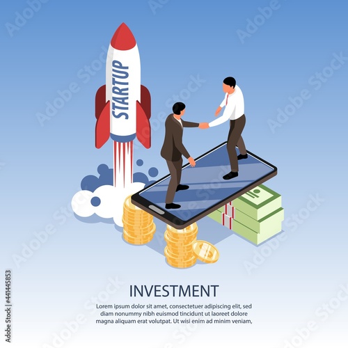 Investment In Startup Isometric Poster photo