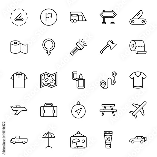 Travel set line icons photo