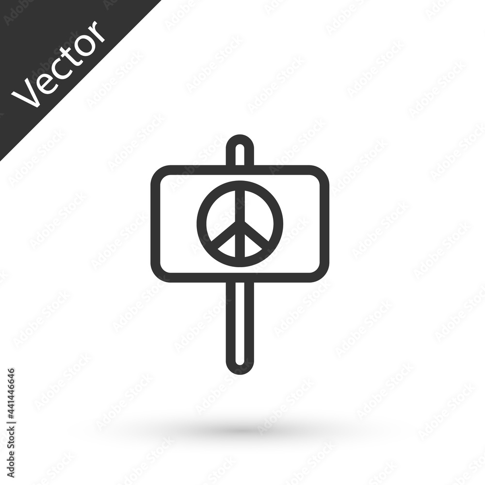 Obraz premium Grey line Peace icon isolated on white background. Hippie symbol of peace. Vector