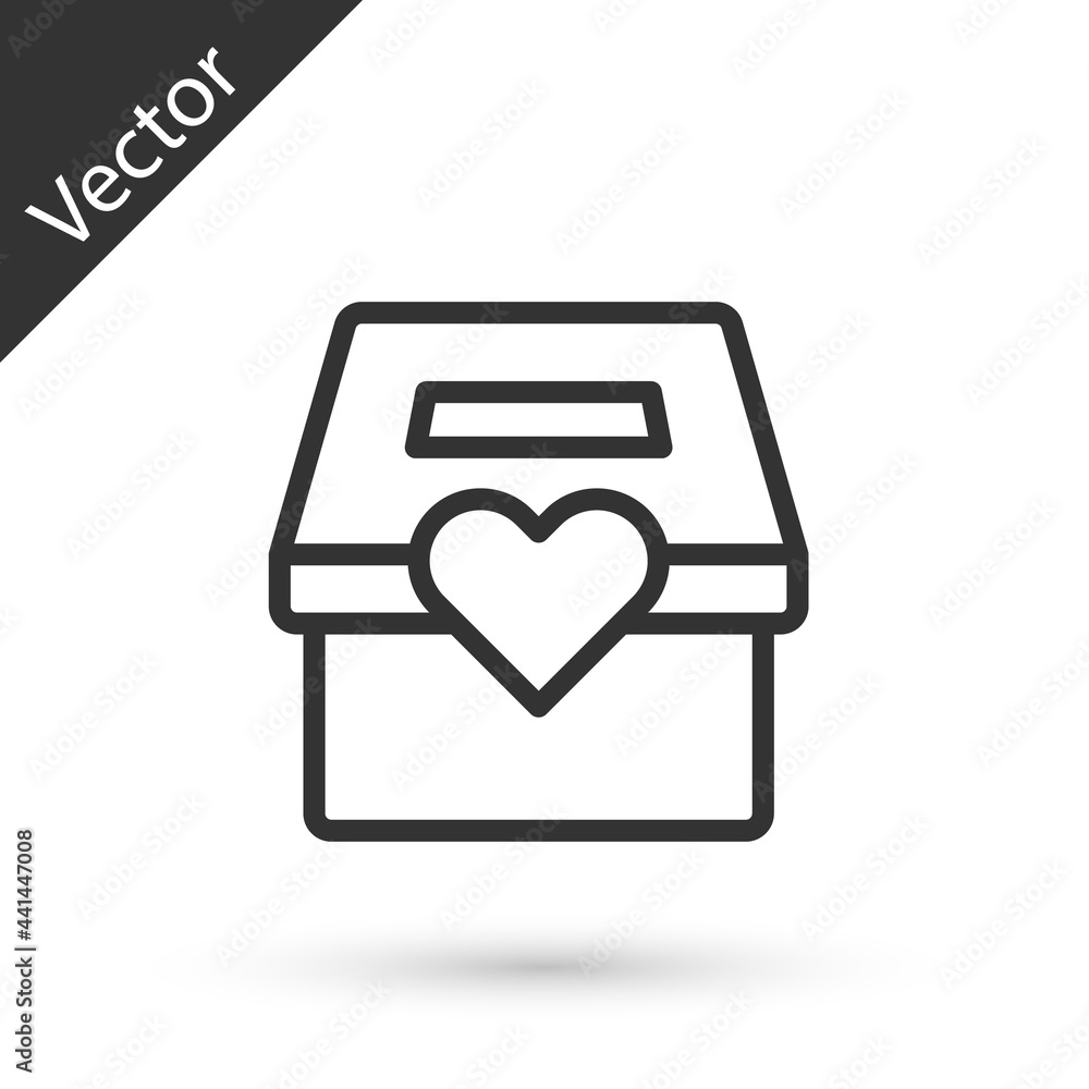 Grey line Donation and charity icon isolated on white background. Donate money and charity concept. Vector Grey line Donation and charity icon isolated on white background. Donate money and charity concept. Vector