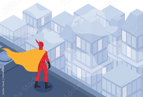 Superhero Isometric Composition