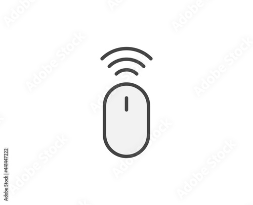 Line Computer mouse icon isolated on white background. Outline symbol for website design, mobile application, ui. Electronics pictogram. Vector illustration, editorial stroсk. 