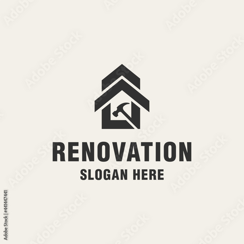 Renovation house logo template monogram style
