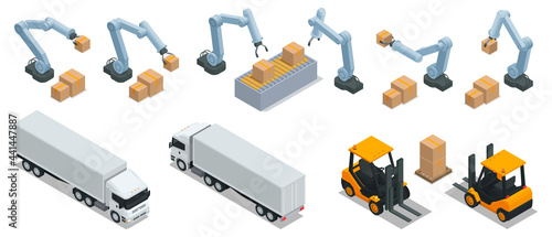 Modern Warehouse Isometric Colored Icon Set