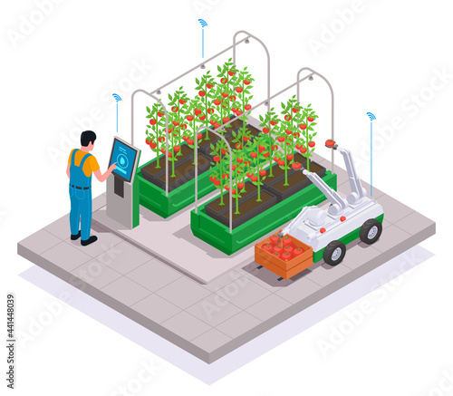 Modern Greenhouse Isometric Colored Concept