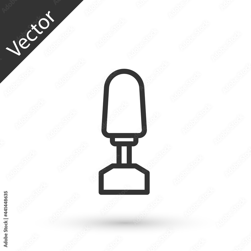 Grey line Milling cutter for manicure icon isolated on white background. Apparatus for manicure. Manicure tools. Vector Grey line Milling cutter for manicure icon isolated on white background. Apparatus for manicure. Manicure tools. Vector