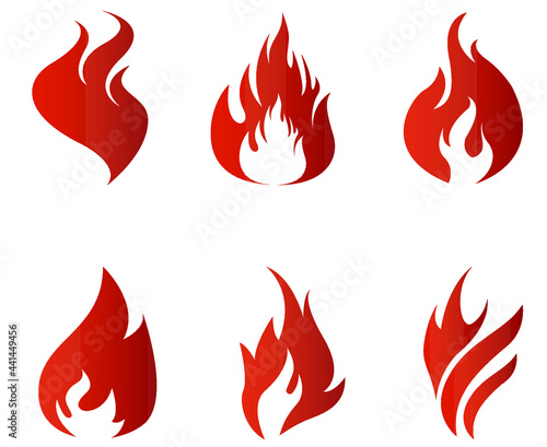 Fire Flaming torch Red Collection abstract on Background White illustration design
